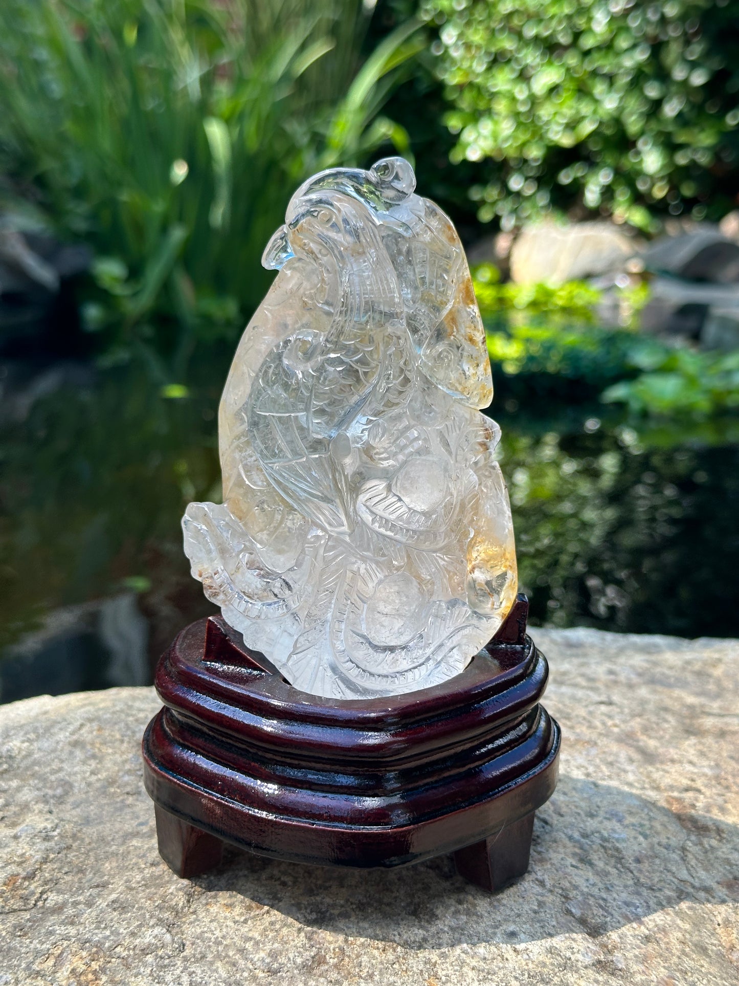 Golden Healer Phoenix Carving