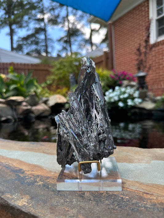 Irridescent Stibnite w/ Stand