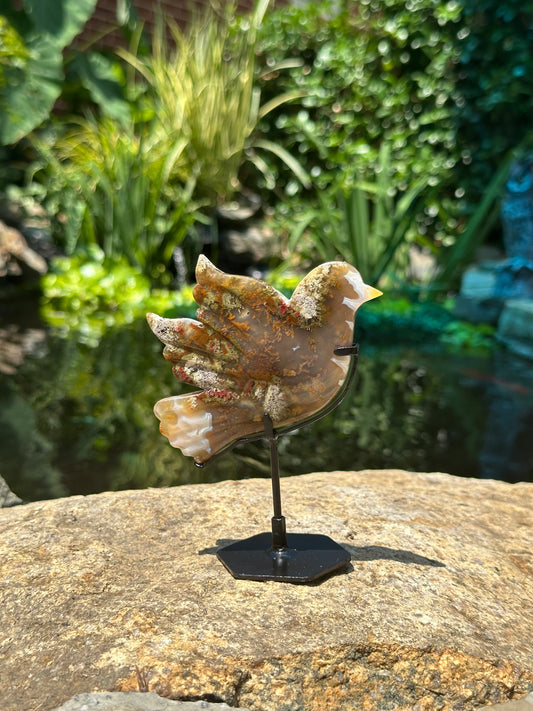 Scenic Moss Agate Bird "C"