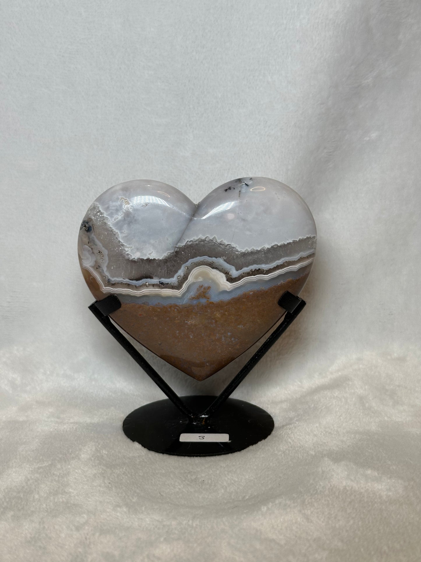 Scenic Moss Agate Hearts w/ Stand "A"