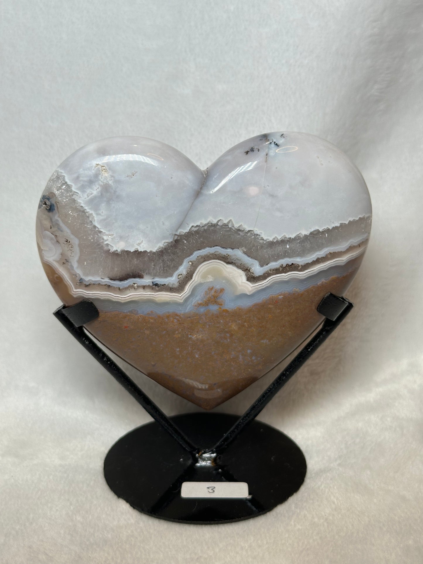 Scenic Moss Agate Hearts w/ Stand "A"