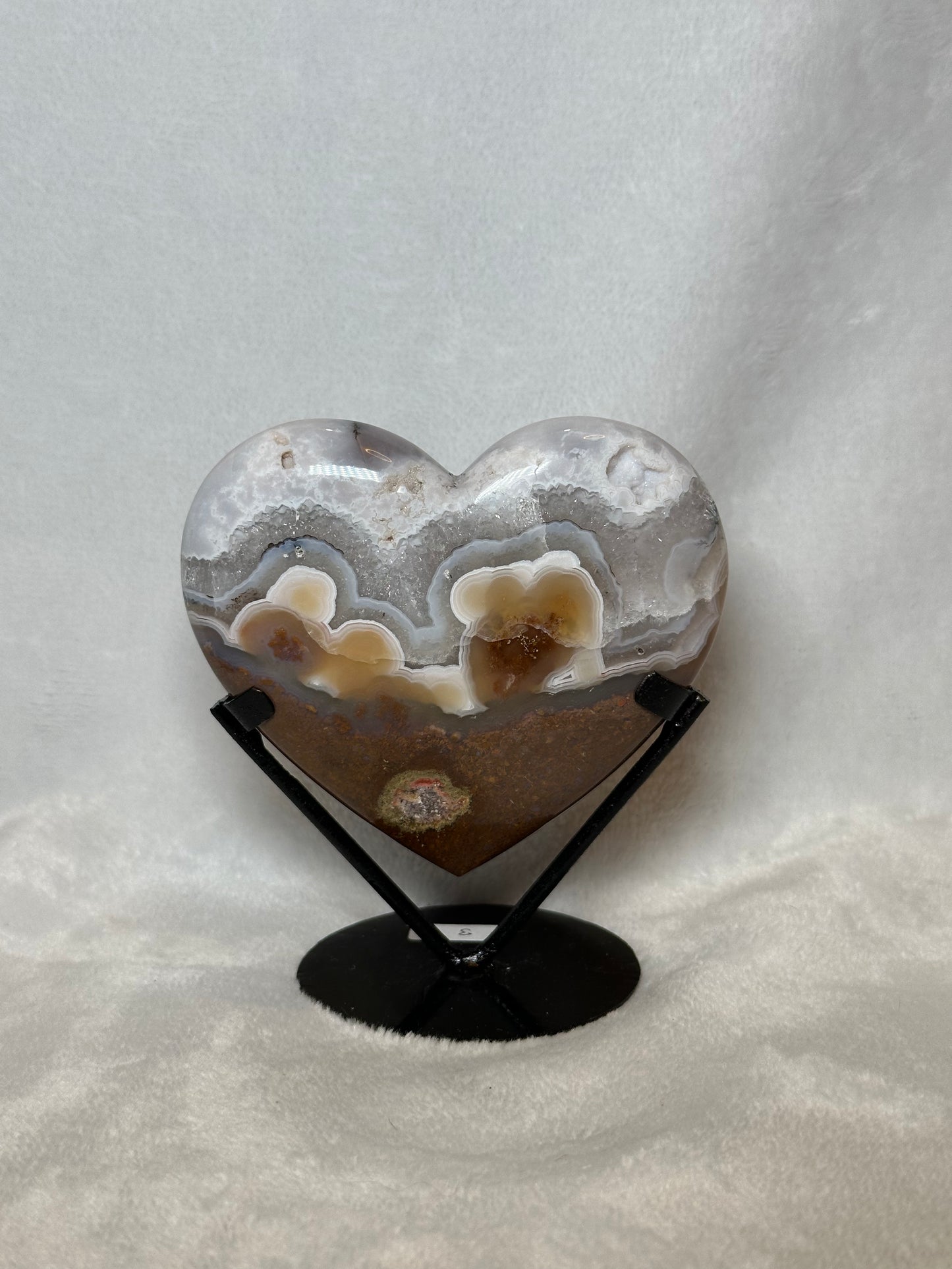 Scenic Moss Agate Hearts w/ Stand "A"