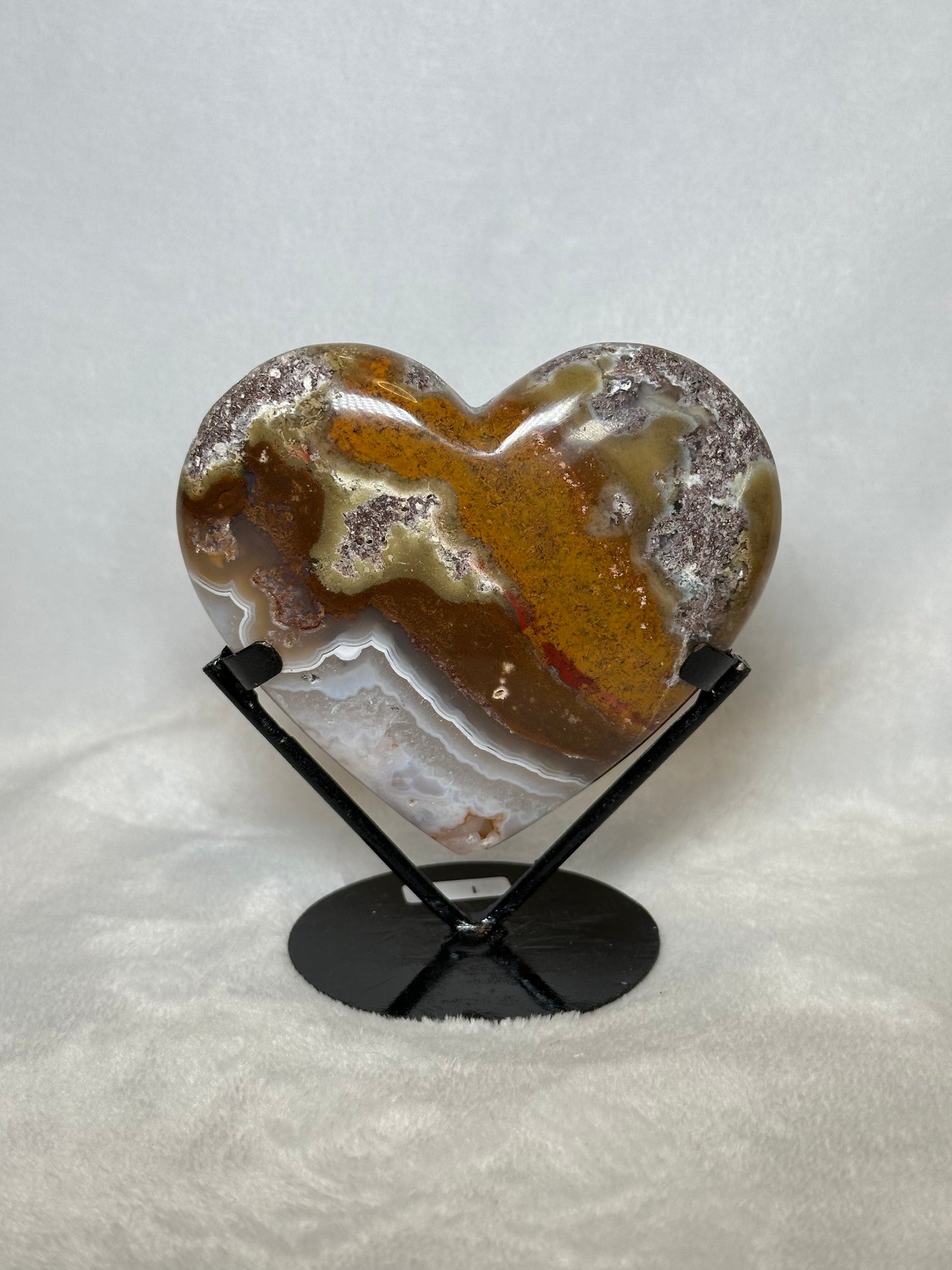 Scenic Moss Agate Heart w/ Stand "B"