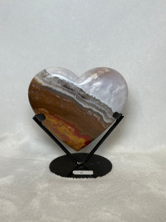 Scenic Moss Agate Heart w/ Stand "C"