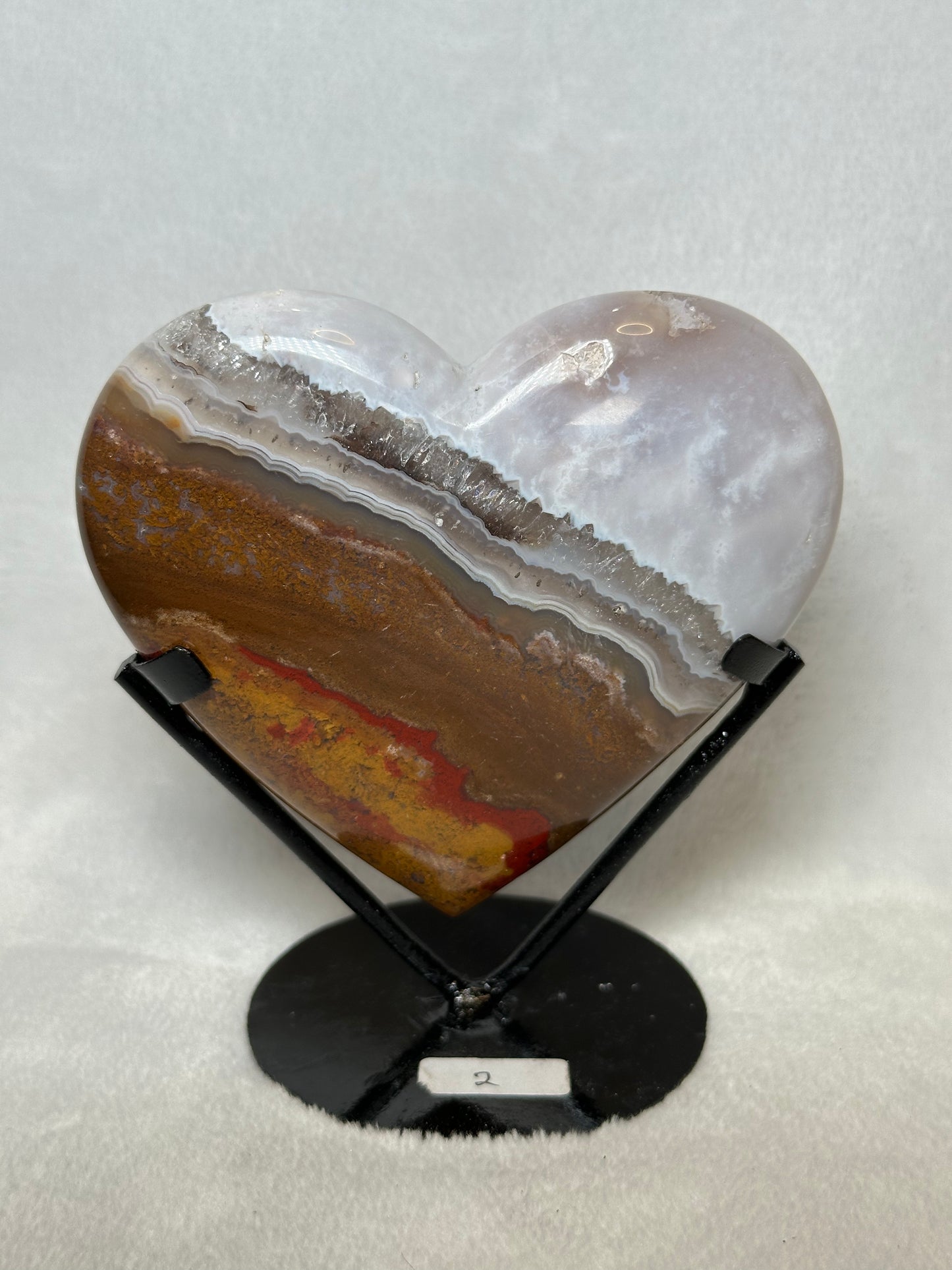 Scenic Moss Agate Heart w/ Stand "C"