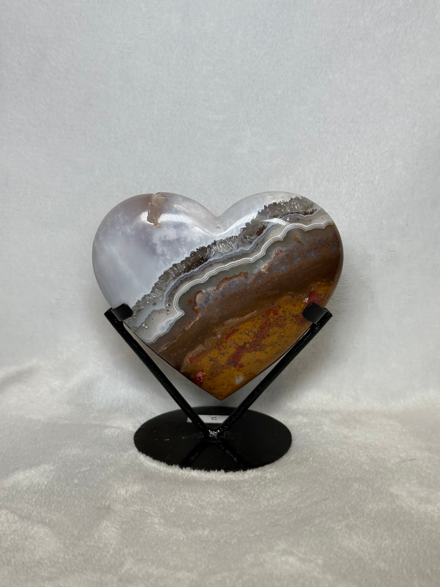 Scenic Moss Agate Heart w/ Stand "C"