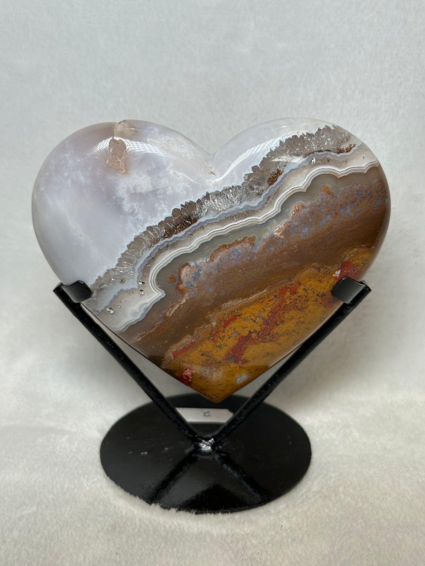 Scenic Moss Agate Heart w/ Stand "C"